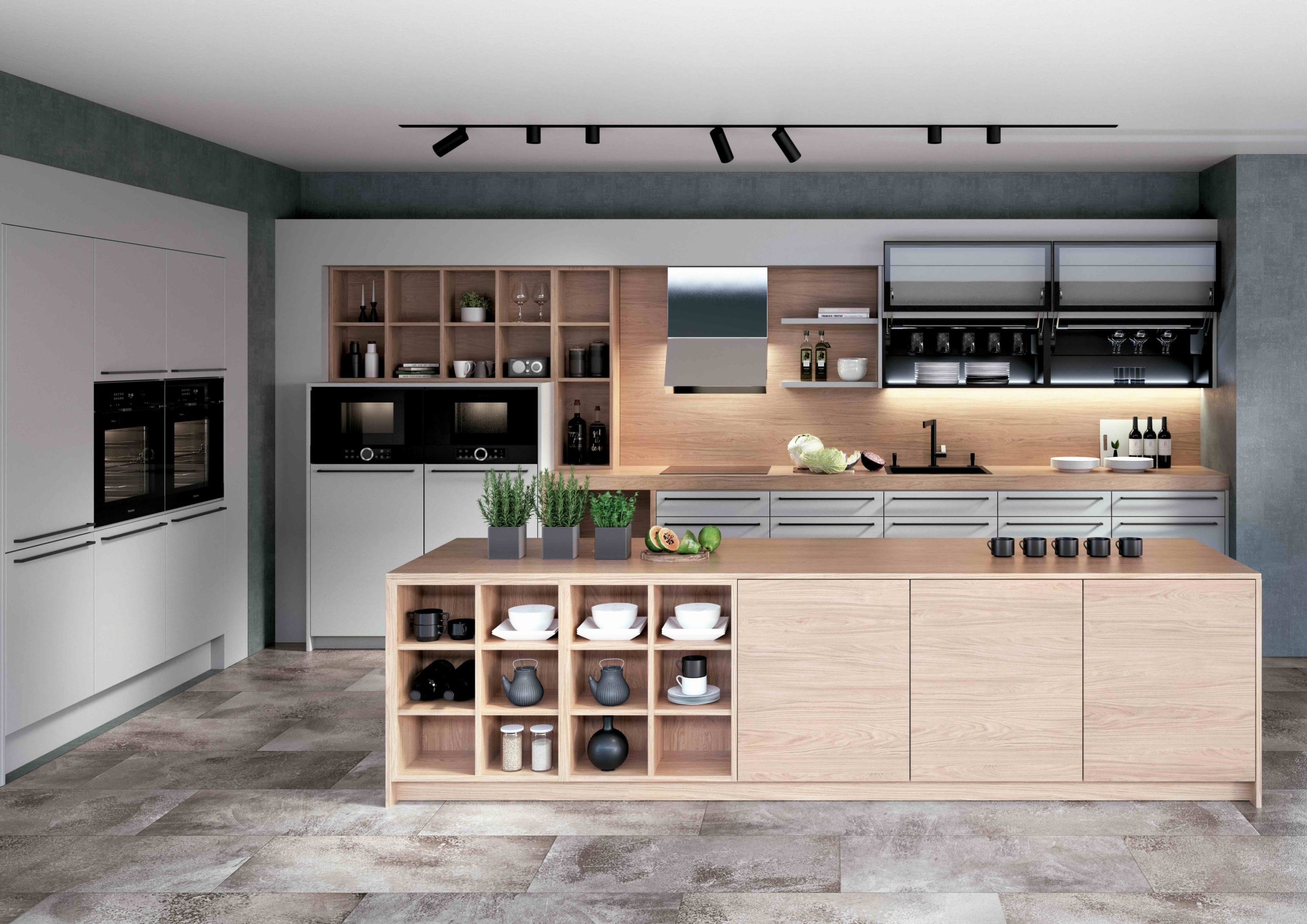 Küche Modell Amica Manhattan grau Eiche Nordic