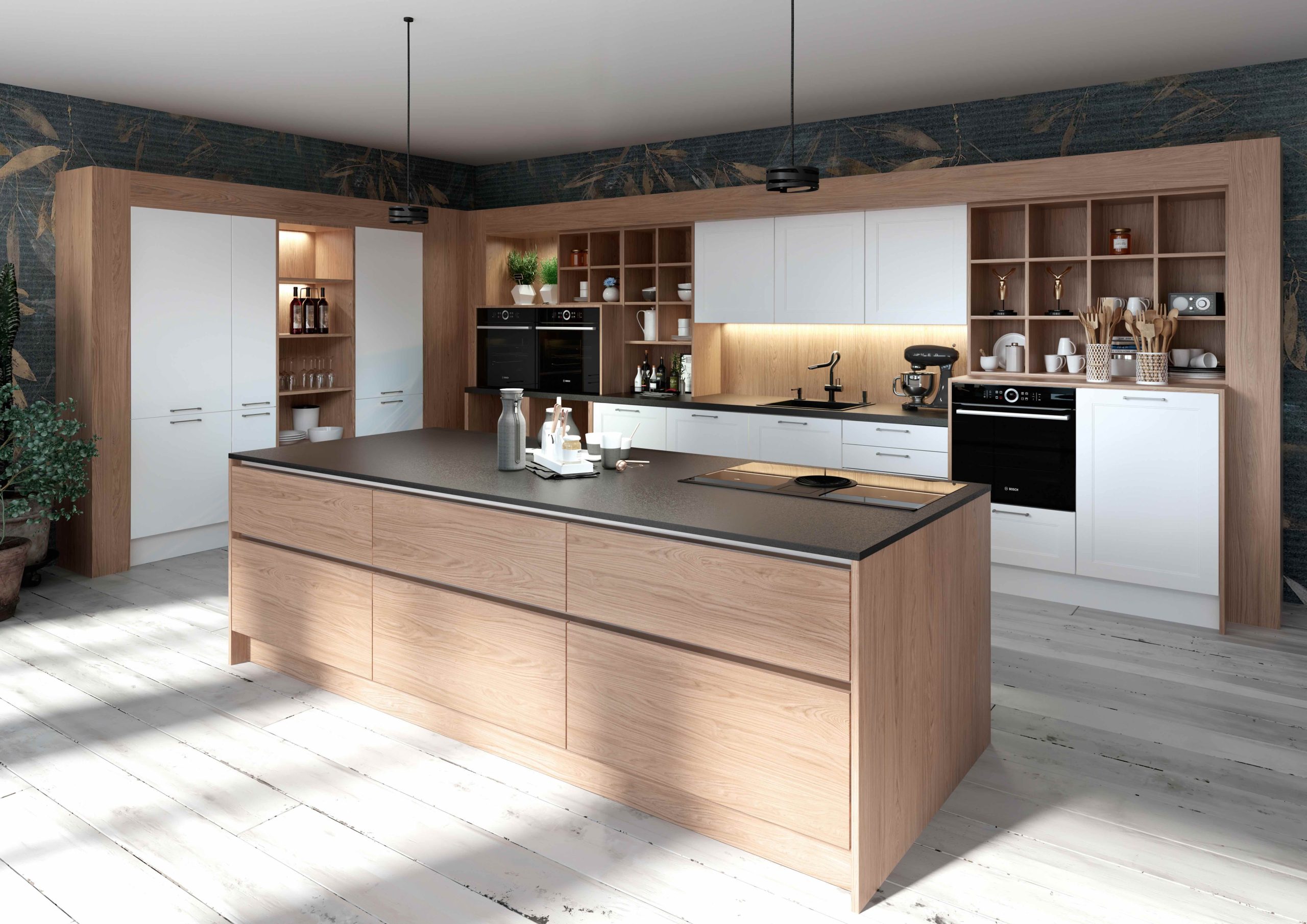 Küche Modell Classico Eiche Nordic Polarweiß Küche